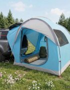vidaXL Автомобилна палатка с покрив Синьо 239 x 210 x 210 см