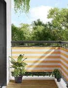 vidaXL Балконски параван жълто-бели райета 75x800 см
