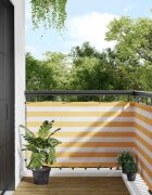 vidaXL Балконски параван жълто-бели райета 90x1000 см