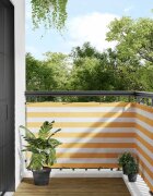 vidaXL Балконски параван жълто-бели райета 90x800 см