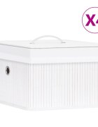 vidaXL Бамбукови кутии за съхранение 4 бр бели