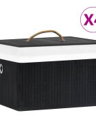 vidaXL Бамбукови кутии за съхранение 4 бр черни