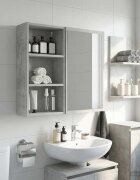vidaXL Банен стенен шкаф Бетонно Сиво 30 x 16 x 625 см