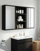 vidaXL Банен стенен шкаф Черен Дъб 30 x 10 x 50 см
