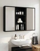 vidaXL Банен стенен шкаф Черен Дъб 30 x 16 x 625 см