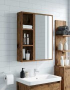 vidaXL Банен стенен шкаф Старо дърво 20 x 14 x 70 см