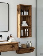 vidaXL Банен стенен шкаф Старо дърво 30 x 14 x 70 см