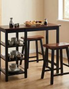 vidaXL Бар комплект 3 части МДФ черен