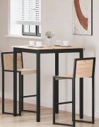 vidaXL Бар маса 80 x 80 x 105 см Солидно борово дърво Естествен