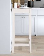 vidaXL Бар маса бяла 50x50x110 см борово дърво масив