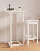 vidaXL Бар маса бяла 60x60x110 см борово дърво масив