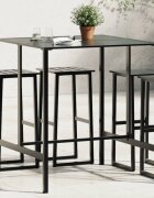 vidaXL Бар маса черна 100x100x110 см прахово боядисана стомана