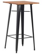 vidaXL Бар маса черна 60x60x108 см борово дърво масив стомана