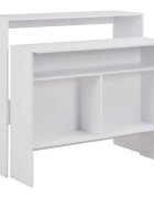vidaXL Бар маса с 2 плота бяла 130x40x120 см