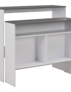 vidaXL Бар маса с 2 плота бяло и сиво 130x40x120 см