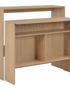 vidaXL Бар маса с 2 плота дъб 130x40x120 см