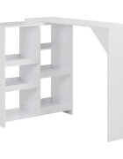 vidaXL Бар маса с подвижен рафт бял 138x39x110 см