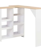 vidaXL Бар маса с подвижен рафт бяла 138x39x110 см
