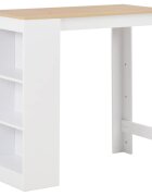 vidaXL Бар маса с рафт бяла 110x50x103 см