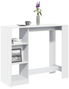 vidaXL Бар маса с рафт бяла 124x46x1035 см инженерно дърво