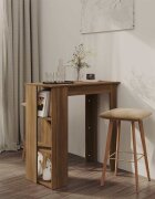 vidaXL Бар маса с рафт кафяв дъб 102x50x1035 см инженерно дърво