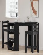 vidaXL Бар маса с рафтове черно и дъб 102x50x1035 см