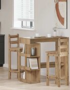 vidaXL Бар маса с рафтове дъб артизан 100x48x1015 см