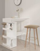 vidaXL Бар маса с шкаф за съхранение бял гланц 100x50x1015 см