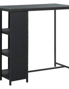 vidaXL Бар маса с шкаф за съхранение черна 120x60x110 см полиратан