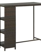 vidaXL Бар маса с шкаф за съхранение кафява 120x60x110 см полиратан