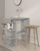 vidaXL Бар маса с шкаф за съхранение сив сонома 100x50x1015 см