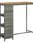 vidaXL Бар маса с шкаф за съхранение сива 120x60x110 см полиратан