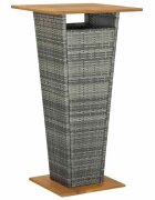 vidaXL Бар маса сива 60x60x110 см полиратан и акациево дърво масив