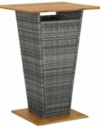 vidaXL Бар маса сива 80x80x110 см полиратан и акациево дърво масив