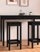 vidaXL Бар столове 2 бр черни 40x40x78 см борово дърво масив
