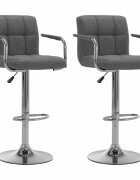 vidaXL Бар столове 2 бр светлосиви текстил