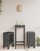 vidaXL Бар табуретки 2 бр сиви 40x36x75 см борово дърво масив
