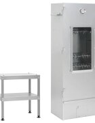 vidaXL Барбекю пещ опушвач с маса поцинкована стомана