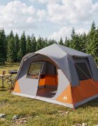 vidaXL Бърза палатка с покрив Сив и оранжев 365 x 380 x 200 см