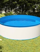 vidaXL Басейн с линер висящ скимер и помпа 350x90 см бял