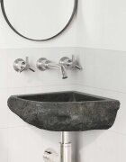 vidaXL Басейн Сиво (30-37) x (30-37) x 12 см Речно камък