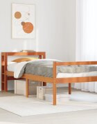 vidaXL Bed Frame Восъчнокафяво 75 x 190 cm Solid Pine Wood Plywood