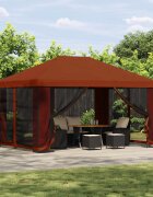 vidaXL Беседка със страници 4 × 3 m Теракота Полиестер и стомана