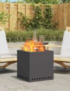 vidaXL Бездимна огнище Черно 48 x 48 x 50 см Кортенова стомана