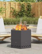 vidaXL Бездимна огнище Черно 58 x 58 x 51 см Кортенова стомана