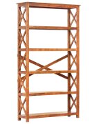 vidaXL Библиотека 100x30x180 см масивно акациево дърво с меден финиш