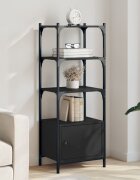 vidaXL Библиотека 3 рафта черна 41x30x1095 см инженерно дърво