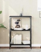vidaXL Библиотека 3 рафта черна 59x35x905 см инженерно дърво