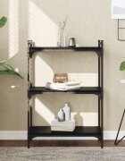 vidaXL Библиотека 3 рафта черна 60x30x86 см инженерно дърво