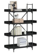 vidaXL Библиотека 4 рафта черна 100x33x1455 см инженерно дърво